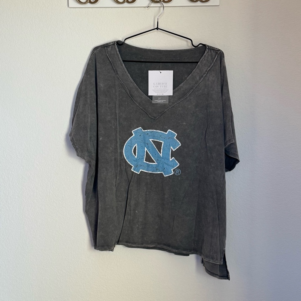 Gameday Couture UNC Logo V-Neck Tee